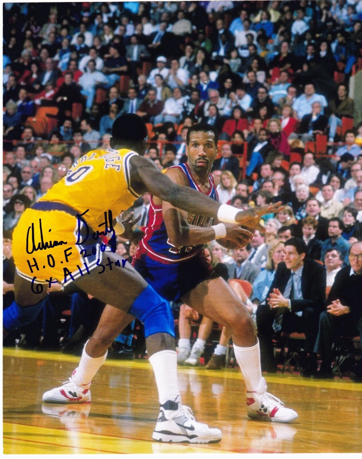 Adrian Dantley signed 8x10 Detroit Pistons color Photo Poster painting #1 HOF,6 Time All Star #2