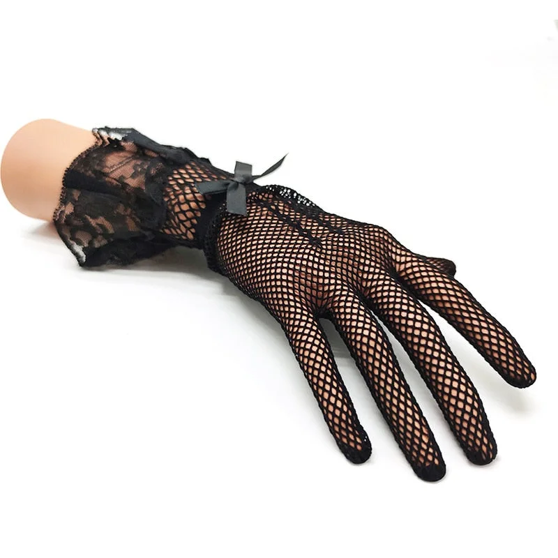 OJBK Store 3 Colors Sexy Print Lace Gloves Pretty Mesh Bride Accessories For Women Evening Party Cosplay Costume Glove 2020 New