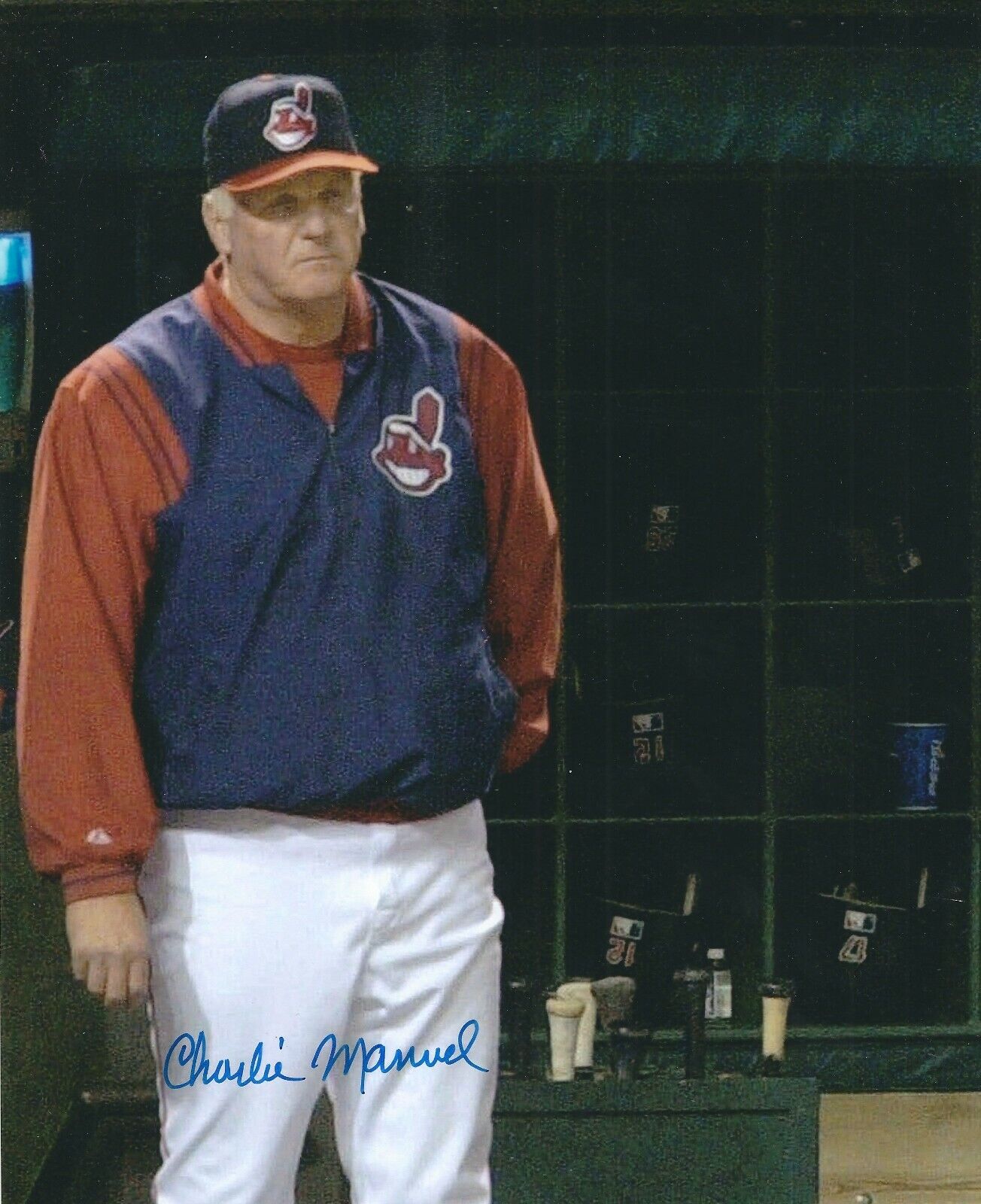 Autographed CHARLIE MANUEL 8x10 Cleveland Indians Photo Poster painting COA