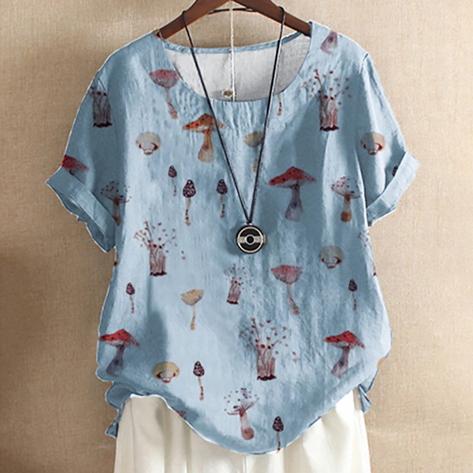 Fashion Women's Casual O-Neck Short Sleeve Printed Shirts