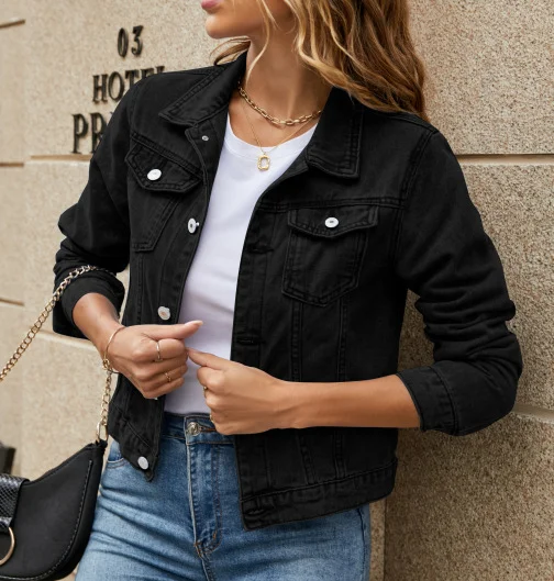 Toloer Fashion And Slim Lapel Denim Coat-Outfit Ideas