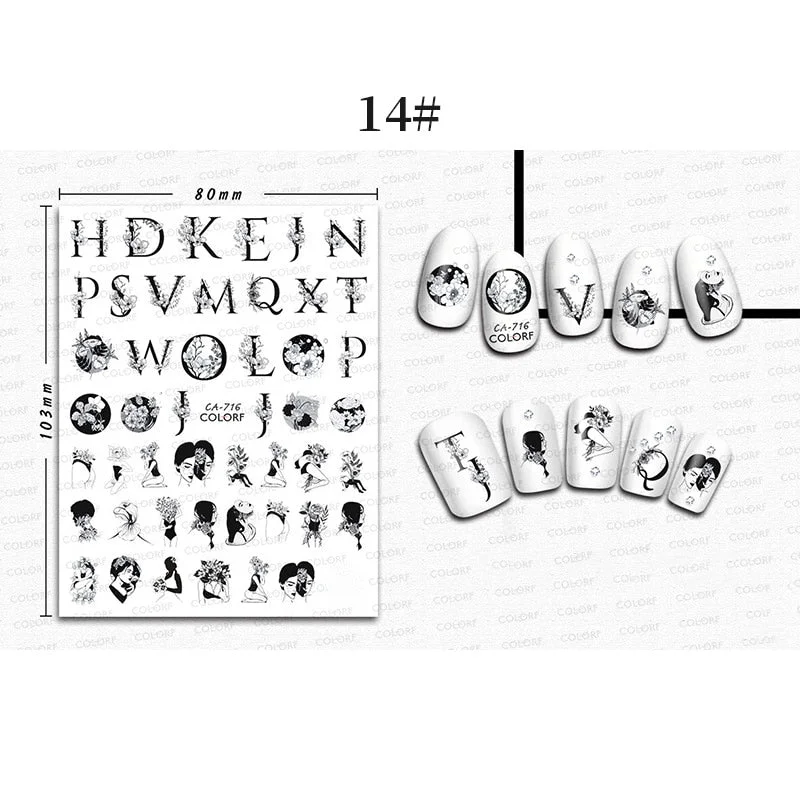 1 Sheet 3D Halloween Nail Sticker Christmas Skull Bone Snake Butterfly Maple Leaf Pattern Decals Manicures 3D Nail Decorations