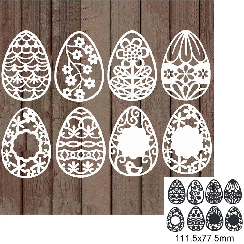 8pcs Eggs With Patterns Metal Cutting Dies For DIY Scrapbook Cutting Die Paper Cards Embossed Decorative Craft Die Cut New