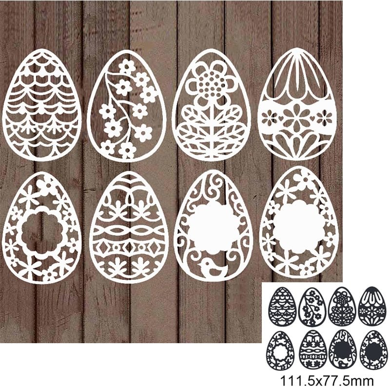 8pcs Eggs With Patterns  Metal Cutting Dies For DIY Scrapbook Cutting Die Paper Cards Embossed Decorative Craft Die Cut New