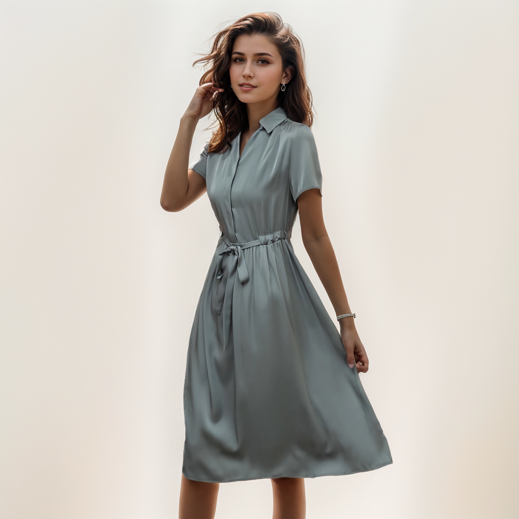 Robe d'été en soie brillante et fraîche- SOIE PLUS