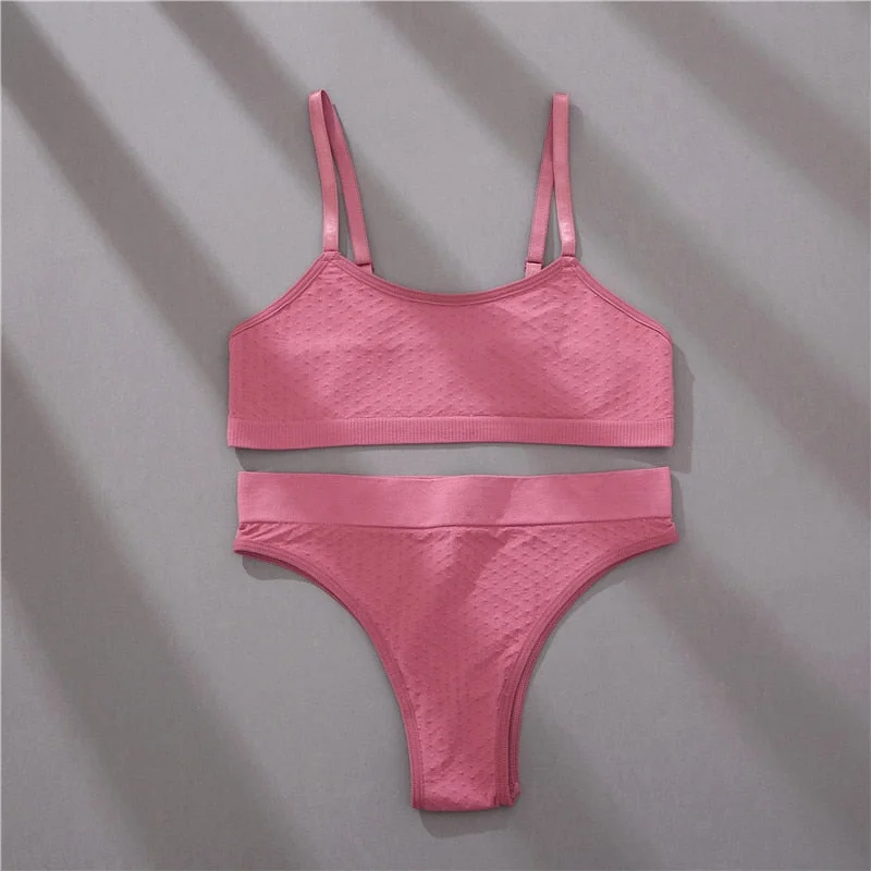 FINETOO S-2XL Women Seamless Bra Lingerie Set Sexy Push Up Crop Top Brazilian Panties Active Sports Sets Fitness Top Underwear