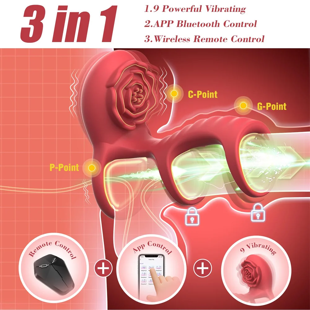 Rose Vibrating Cock Ring Adult Sex Toys With Clitoral G Spot Stimulation Rings For Couple With App Remote Control