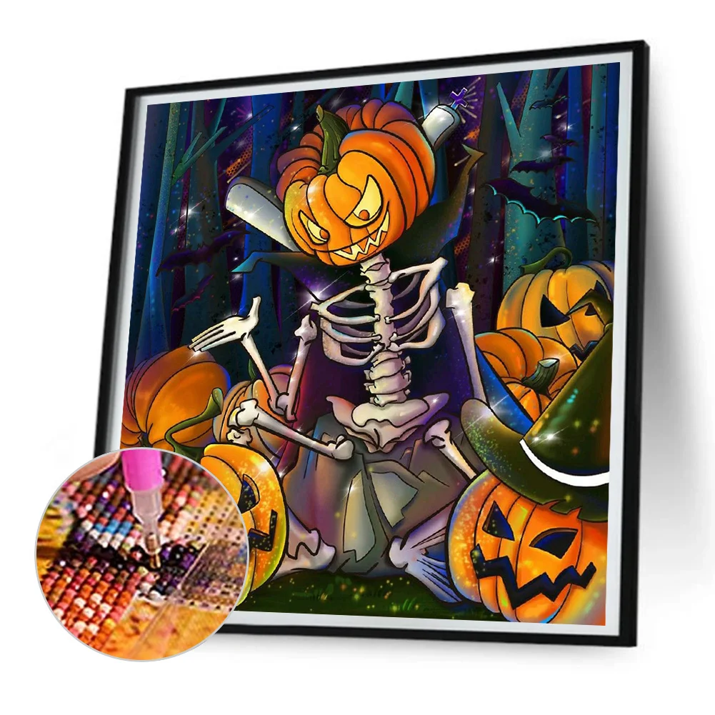 Diamond Painting - Full Round Drill - Skull Pumpkin(Canvas|30*30cm)