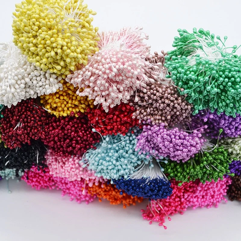 1 Bundle= (500PCS )Artificial Flower Double Heads Stamen Pearlized Craft Cards Cakes Decor Floral for home wedding party decor