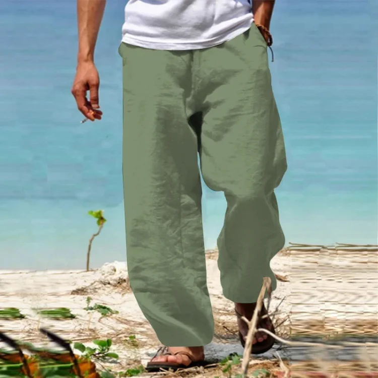 New Men's Spring And Autumn Leisure Solid Color All Pull Rope Straight Leg Wide Leg Pants Quick Dry Breathable Jogging Pants