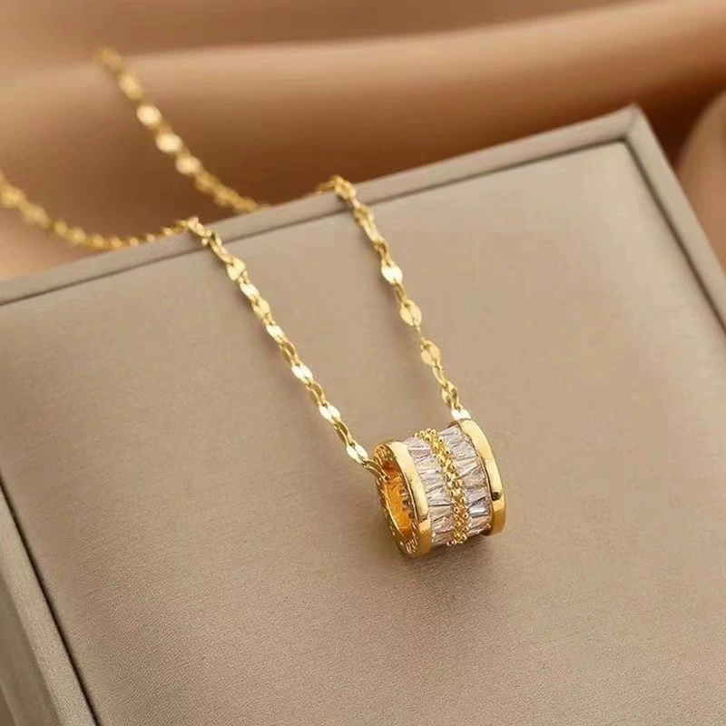 Titanium Steel Gold-Plated Zirconia Necklace