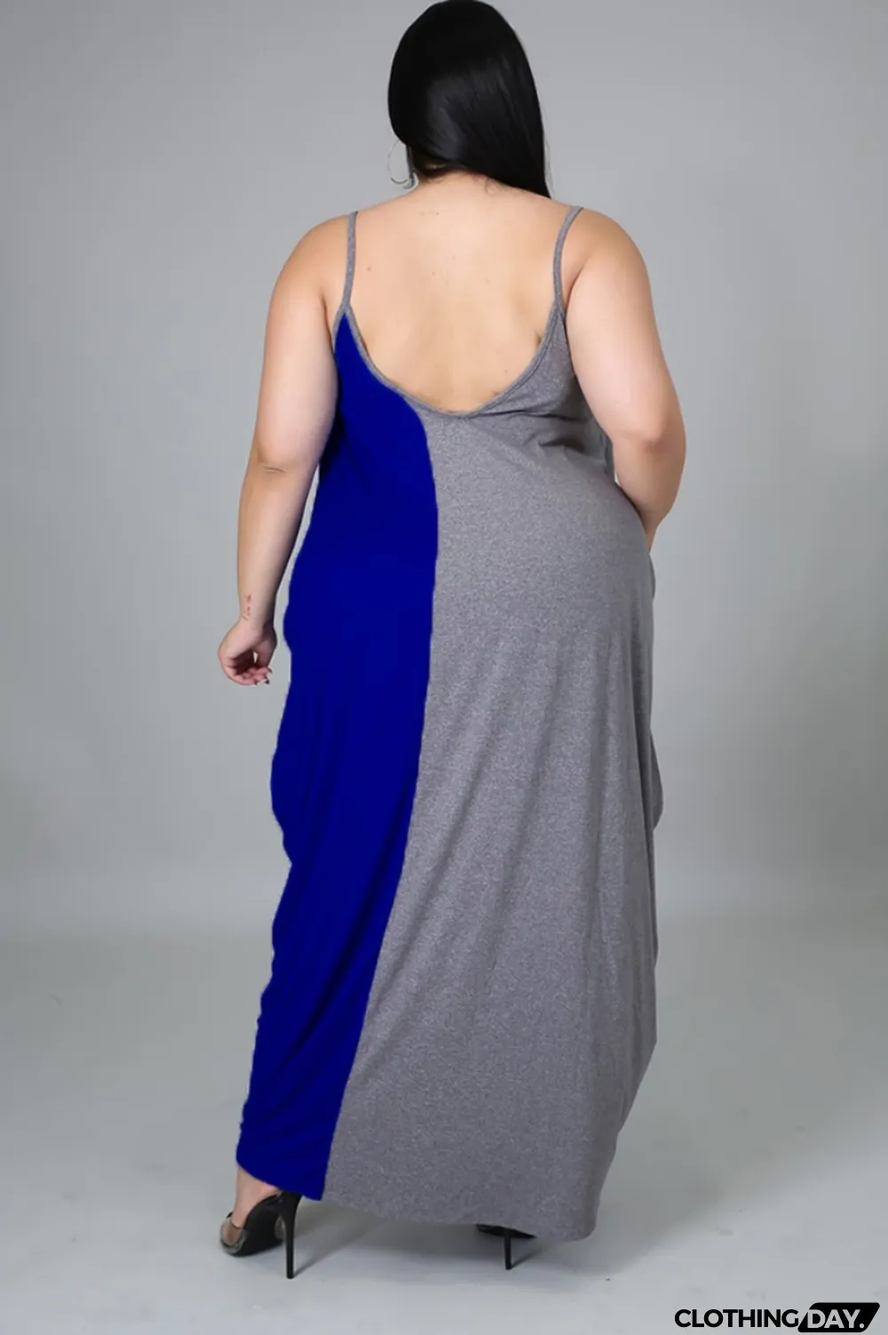 Summer Plus Size Contrasted Color Sleeveless Long Maxi dress