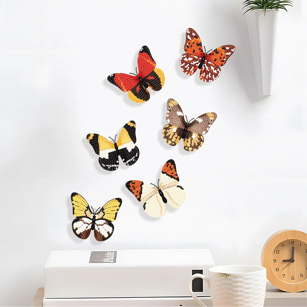 6Pcs Butterfly DIY Diamond Painting Decorative Stickers Set with Light