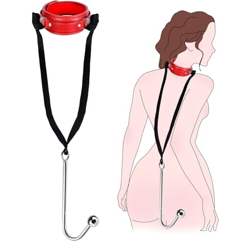 Hooklyn - BDSM Anal Hook Collar Restraint Set, Stainless Steel Anal Trainer With Adjustable Harness For SM Couple Role Play By Rose Toy