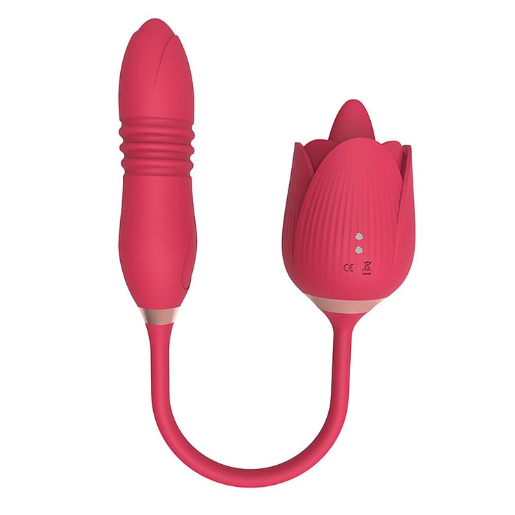 3-in-1 Stripe Rose Tongue-licking Toy With The Strenching Bud Vibrator