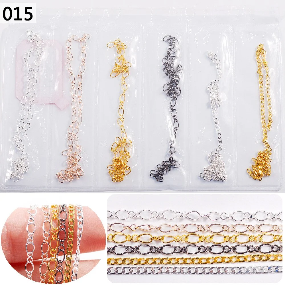 50cm / Six / Bag New Color Mixed Fashion Nail Art Creative Decoration Chain DIY Nail Art Creation Accessories 3d Charms