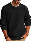 Men's Sweater Sports Loose Plaid Plunge Sleeve Sweater Round Neck Pullover Casual Long Sleeve Men's Knitwear