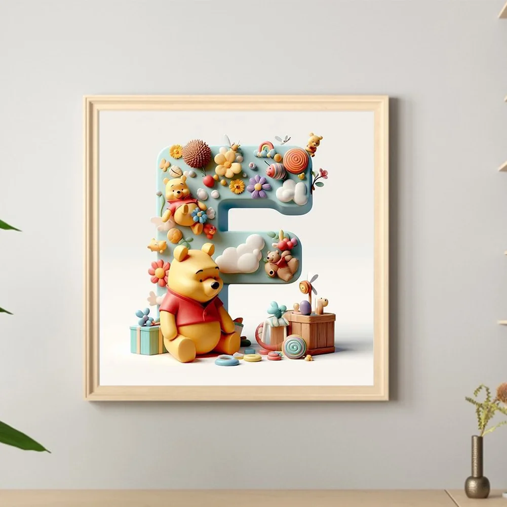 Full Round Diamond Painting 30*30cm - Winnie The Pooh'S 26 Letters F
