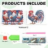 2 Pack USA Flag Rooster DIY Diamond Art Spiral Notebook Kit 80 Pages No Lines