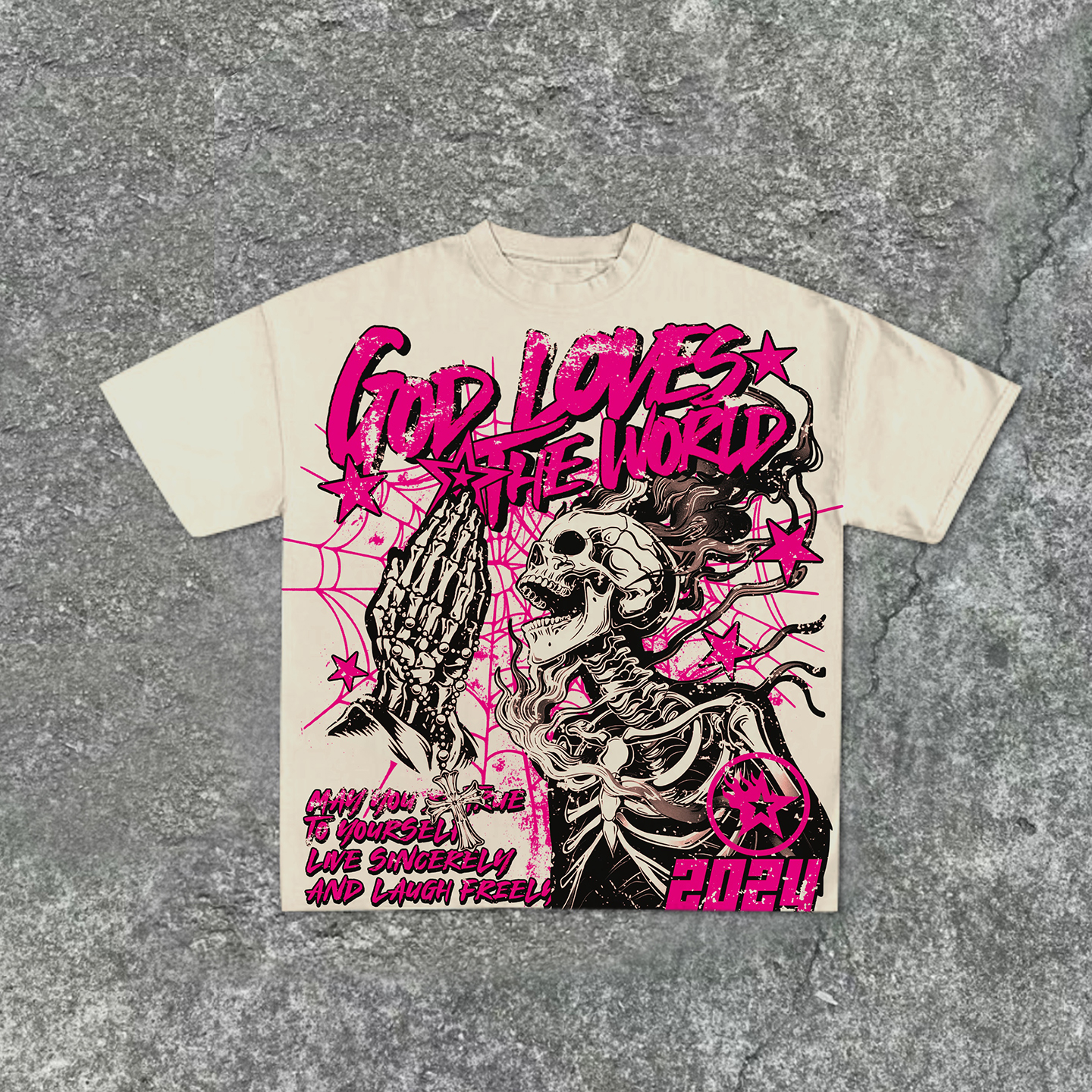 Casual Short Sleeve God Loves The World Graphics 100% Cotton T-Shirt / TECHWEAR CLUB / Techwear