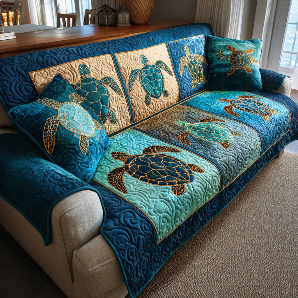 Ocean Serenity Quilted Sofa Cover NCU0TV726 everthome
