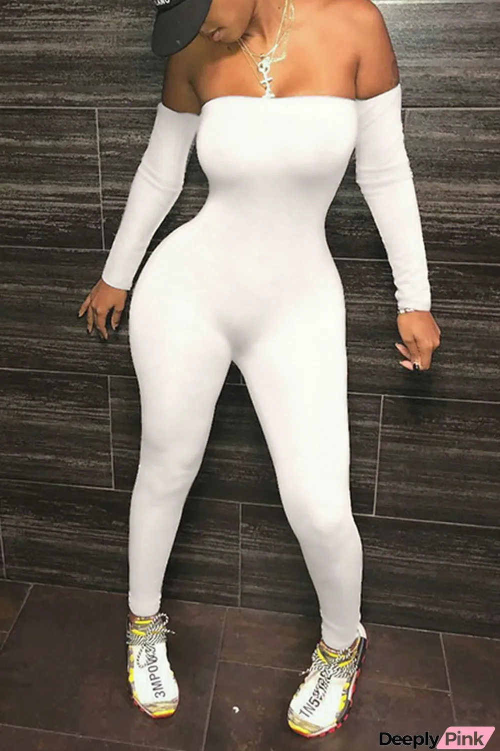 White Sexy Polyester Long Sleeve Jumpsuits