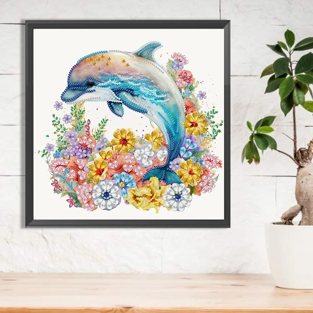 Diamond Painting - Partial Special Shaped Drill - Dolphin(Canvas|30*30cm)