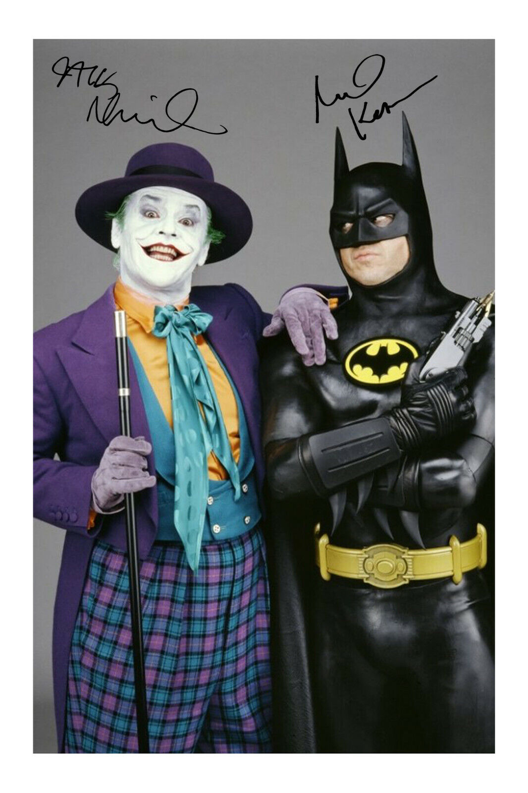 Batman & The Joker Signed A4 Photo Poster painting Print Autograph Michael Keaton Jack Nicholson