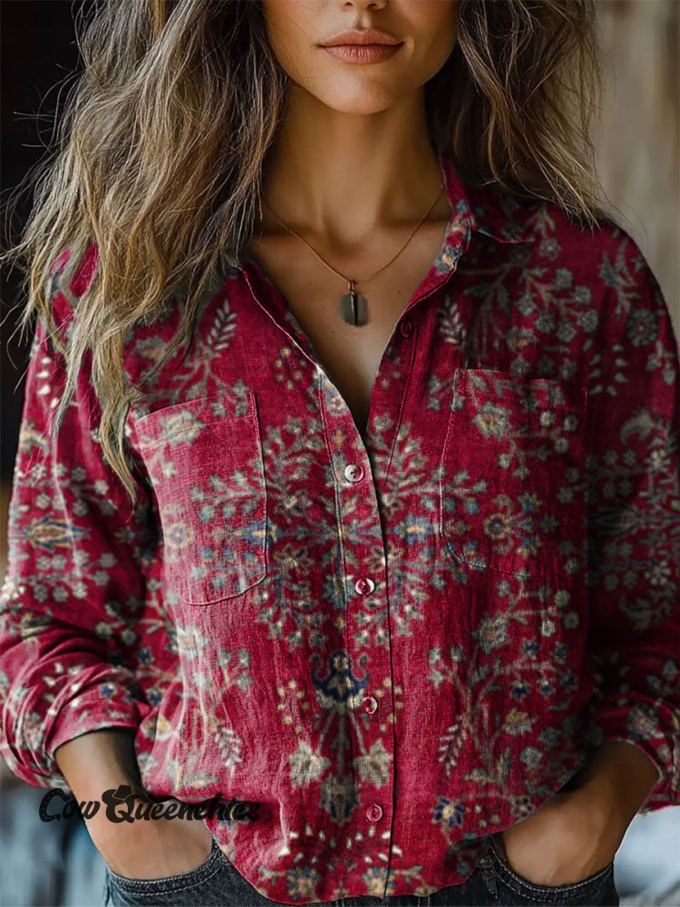 Women’s Vintage Pesley Print Casual Shirt Multicolor / S