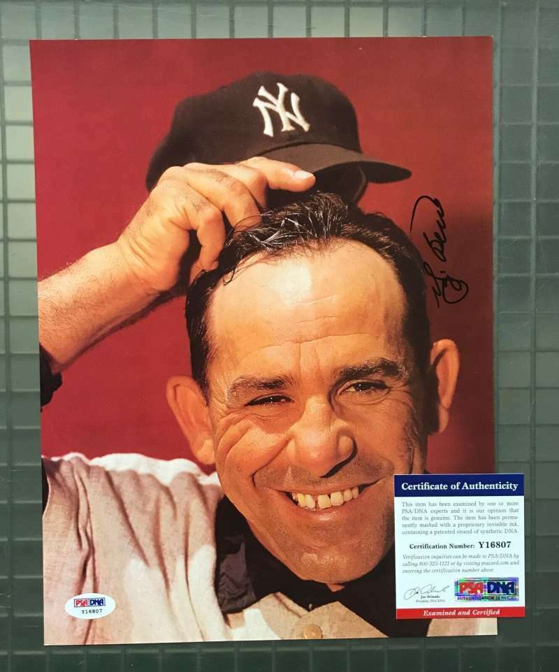 Yogi Berra Psa Dna Coa Autograph 9x12 Photo Poster painting New York Signed Authentic Yankees