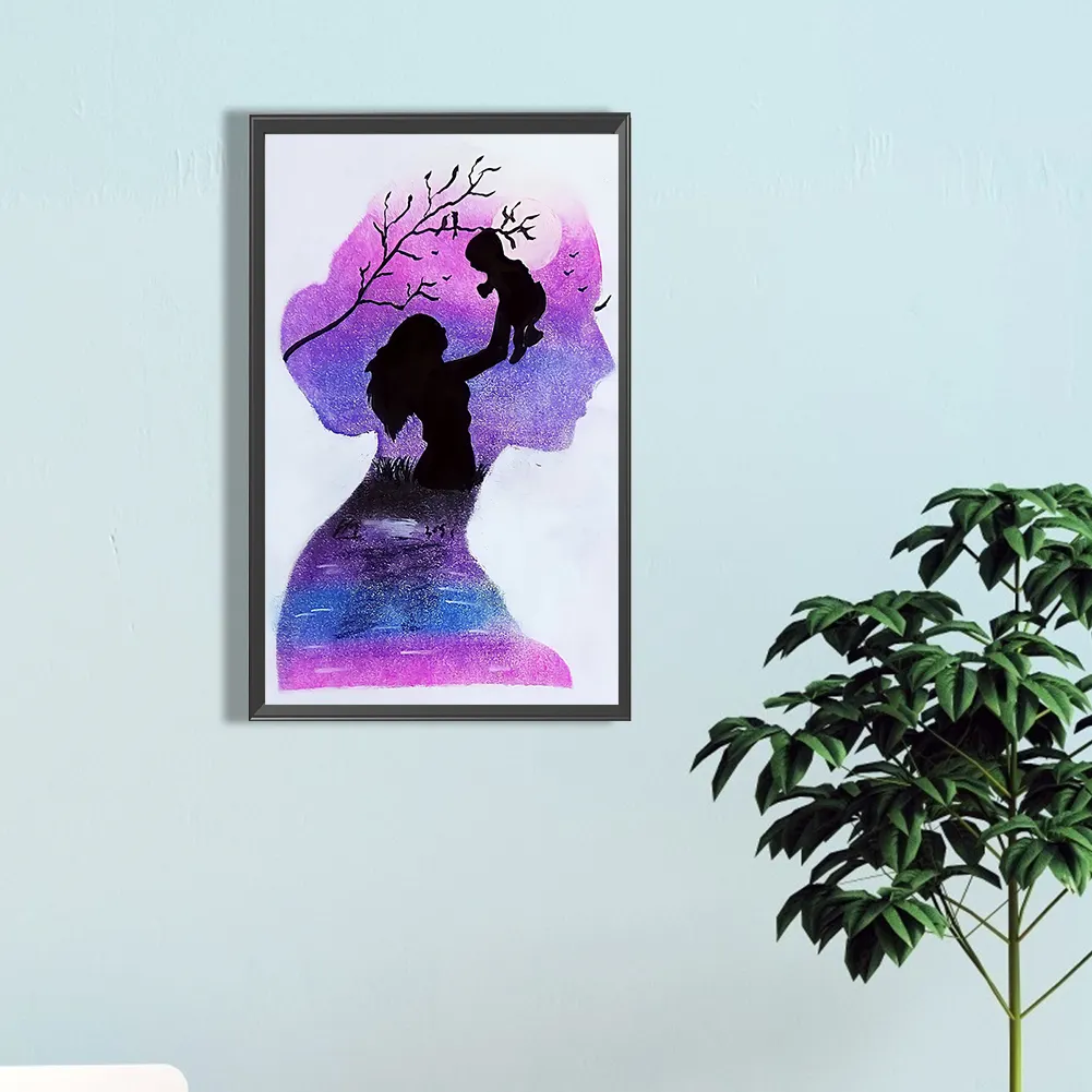 Full Round Diamond Painting 30*50cm - Mother Earth Silhouette