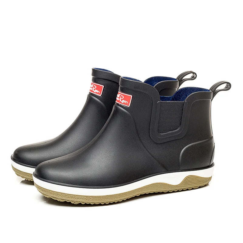 Yengm Men's Non Slip Rain Boots Platform Ankle Rainboots 2021 Summer Slip on Rain Shoes Male Winter Add Cotton Waterproof Work Shoes