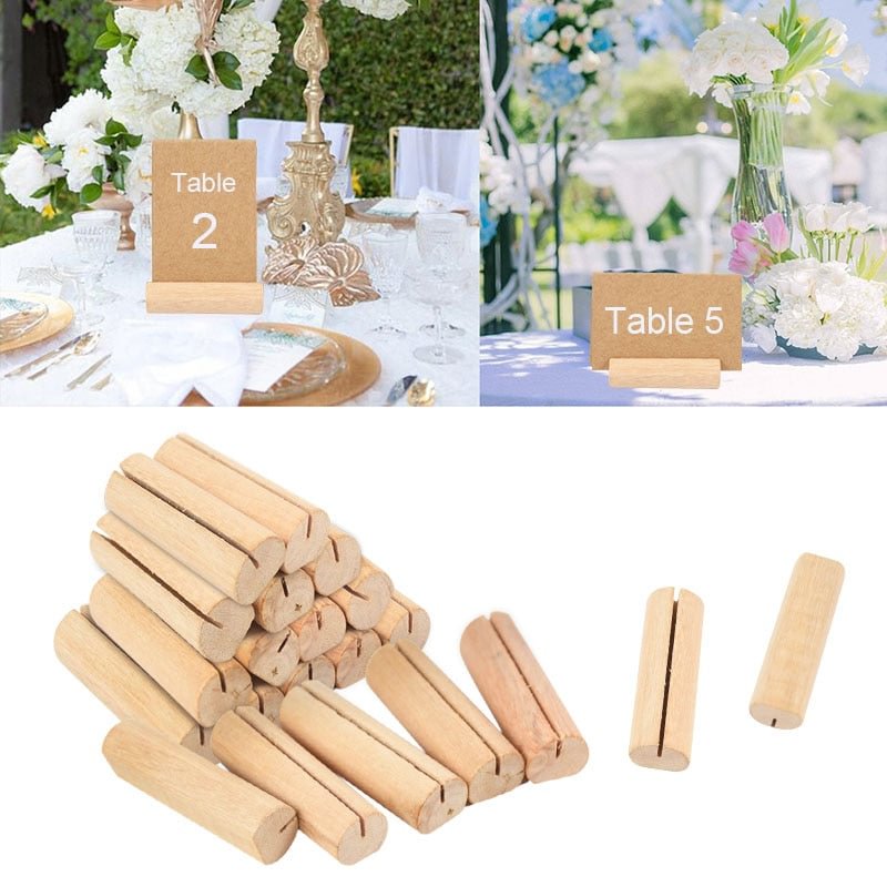 5/10pcs Rustic Wood Place Card Holder Wooden Photo Clip Stand Holders for Wedding Party Home Table Number Name Sign DIY Decor