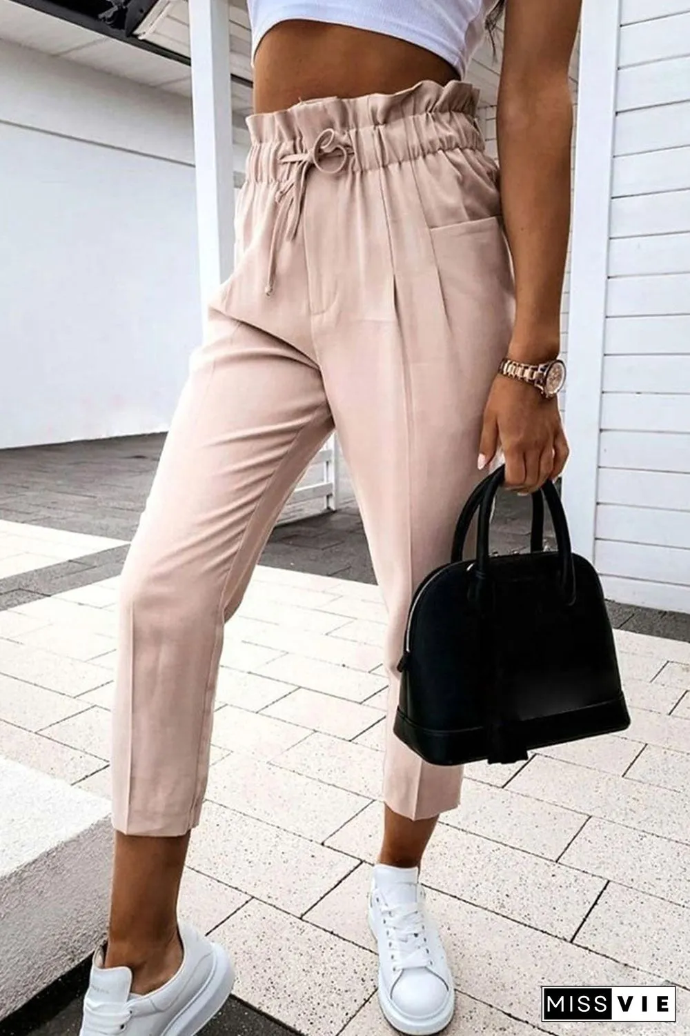 Fashion Casual Solid Split Joint Bottoms