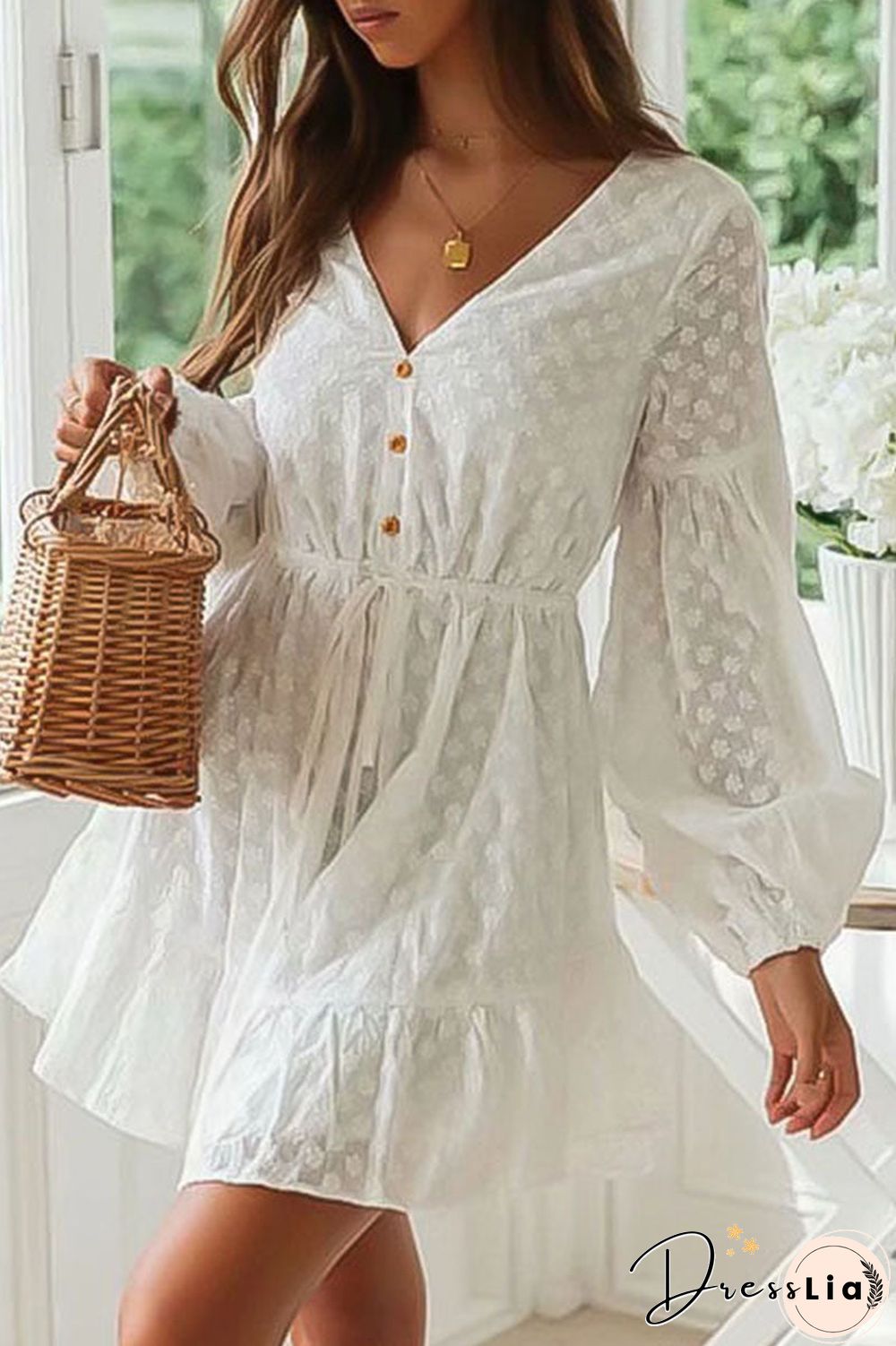 Fashion Street Solid V Neck Princess Dresses