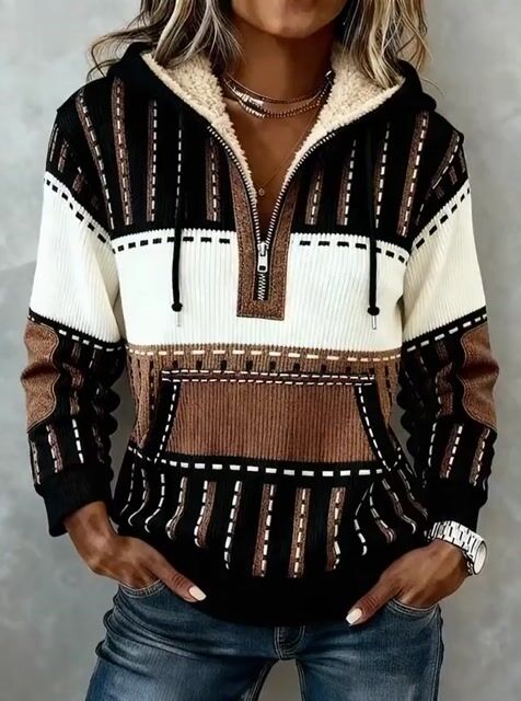 Women'S Casual Loose Printed Hooded Sweatshirt 