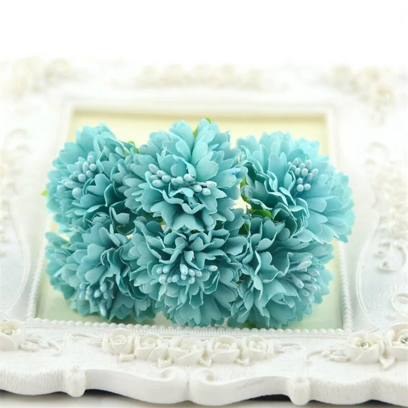 6pcs/lot Mini Artificial Silk Rose Flower Bouquet For Wedding Home Decoration DIY Handmade Crafts Accessories Fake Flowers