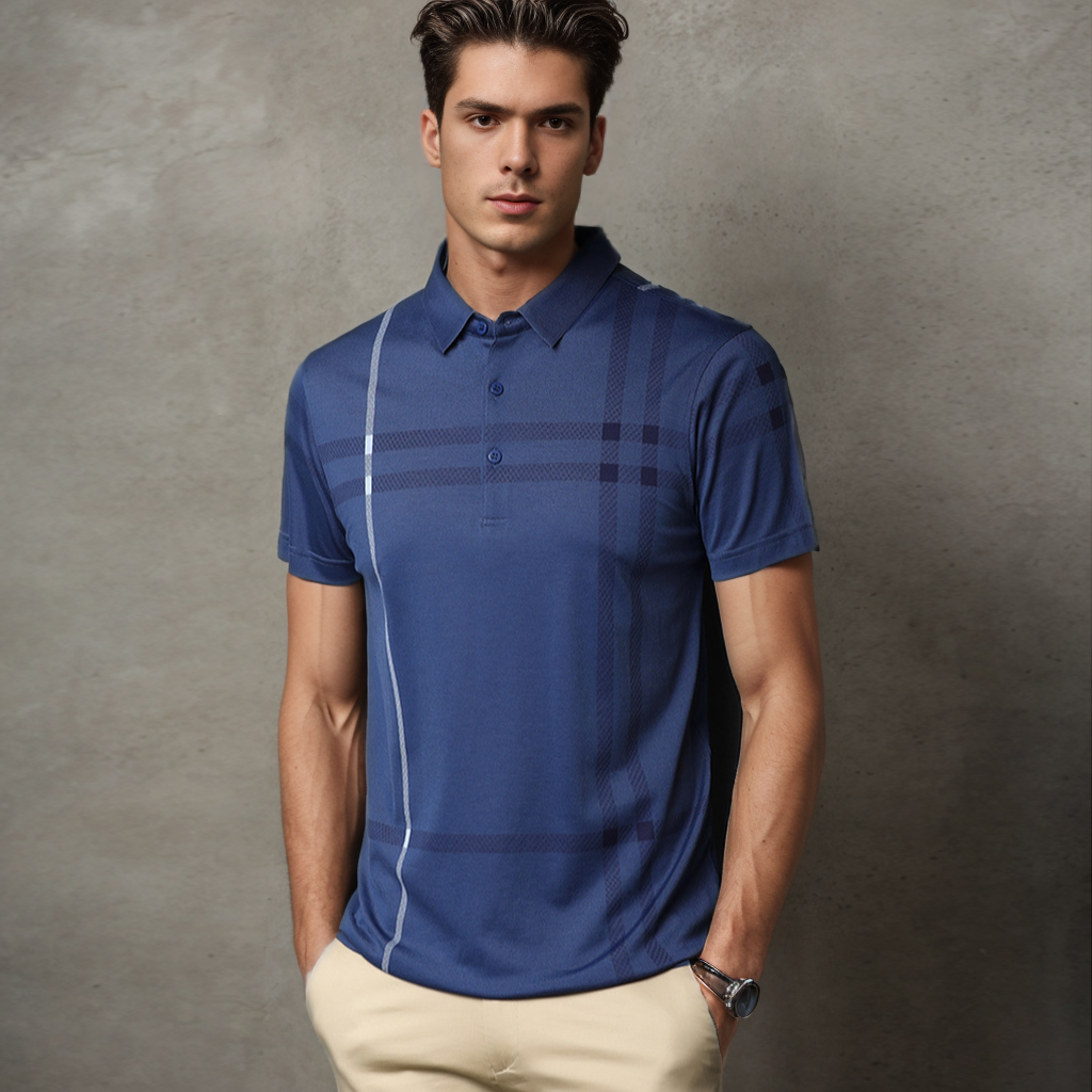No-Iron Wrinkle-Free Business Stripes Men's Silk Polo Shirt REAL SILK LIFE