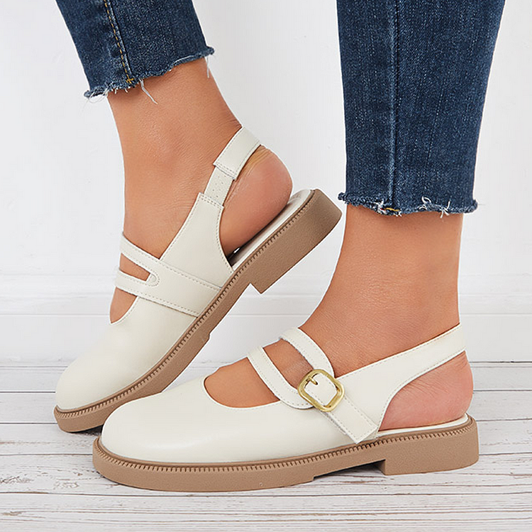 Closed Toe Mary Jane Slingback Flats Low Block Heel Loafer Shoes