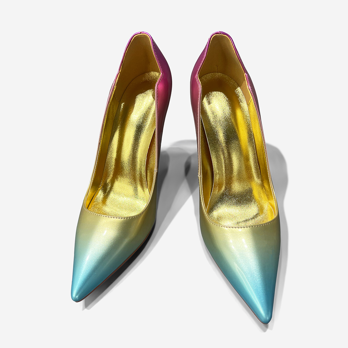 100mm/120mm Women's Stiletto Pointed Toe Gradient Sparkling Shoes Red Bottom High Heel-MERUMOTE