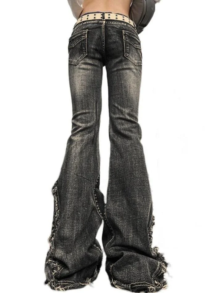 Uveng Raw Trim Splice Low Rise Flare Jeans
