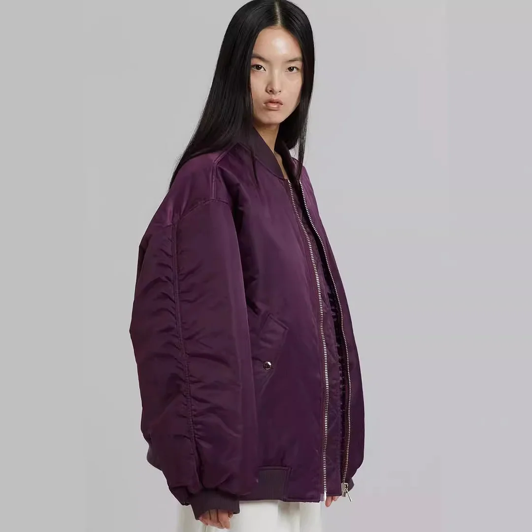 Toloer Autumn / Winter 2023 With Loose Zip Padded Jacket Female Ins Small Sweet Wind Baseball Jacket-Outfit Ideas