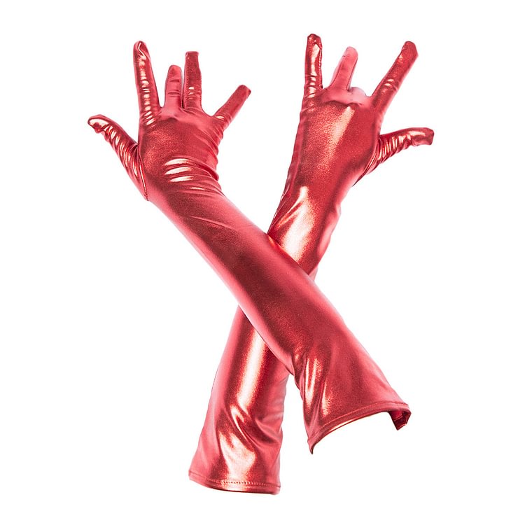 Sexy Shiny Leather Seamless Long Gloves Cosplay Slave For Women 