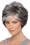 Silver Gray Fluffy Short Curly Wig