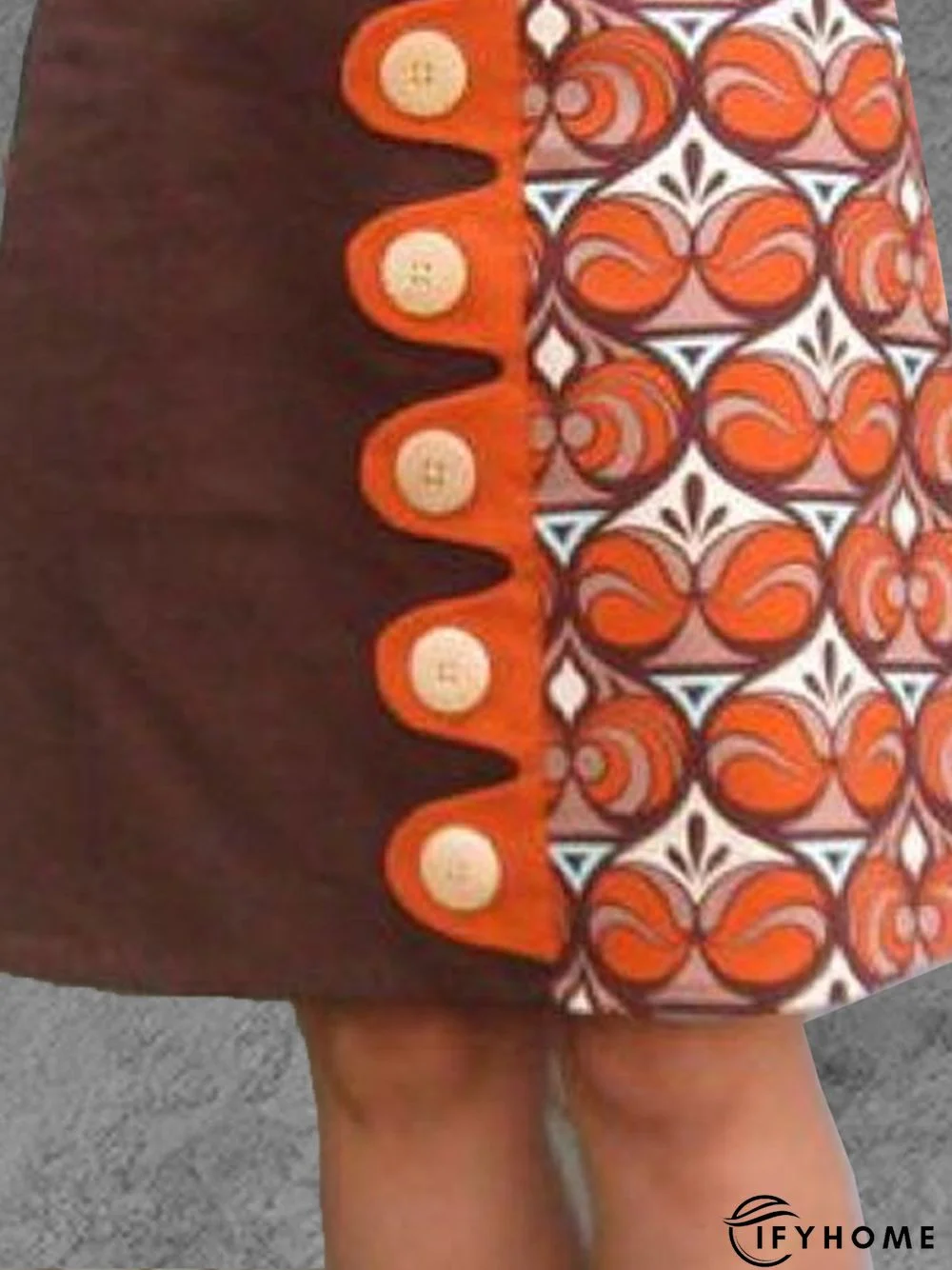 Orange Casual A-Line Floral-Print Skirt | IFYHOME