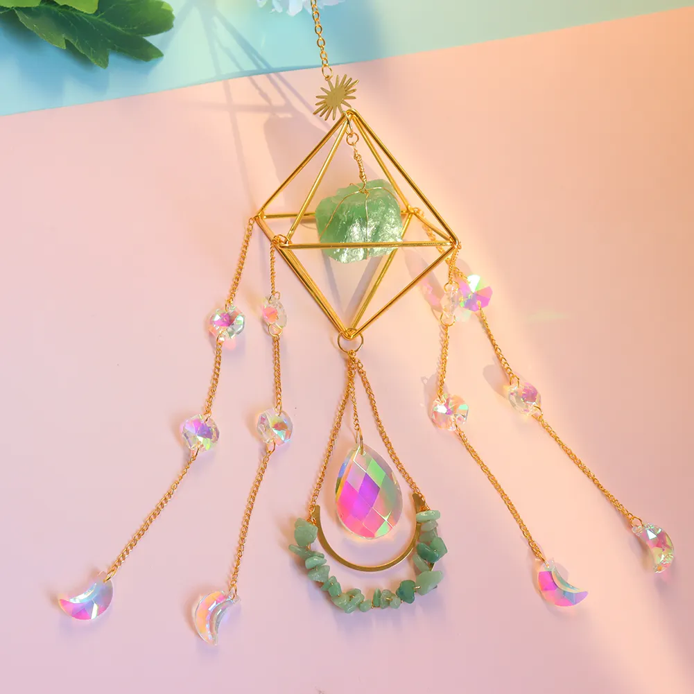 Crystal Light Catchers Wind Chime Sunlight Trap Windchimes Jewelry (Green)