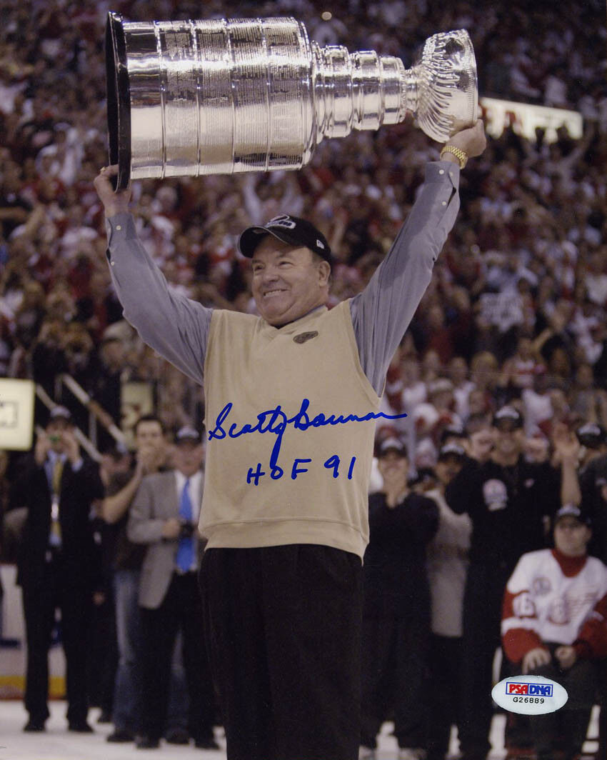 Scotty Bowman SIGNED 8x10 Photo Poster painting +HOF Red Wings w/Stanley Cup PSA/DNA AUTOGRAPHED