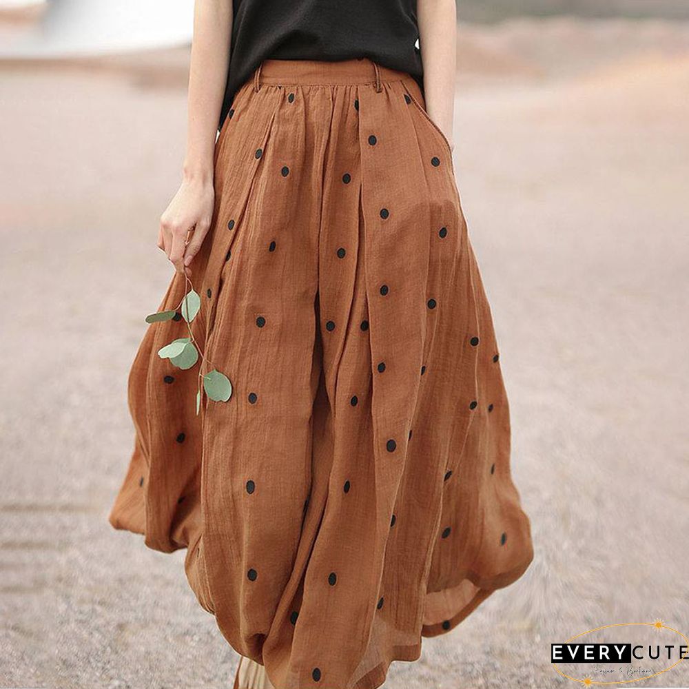 Literary Retro Cotton and Linen Double Skirt