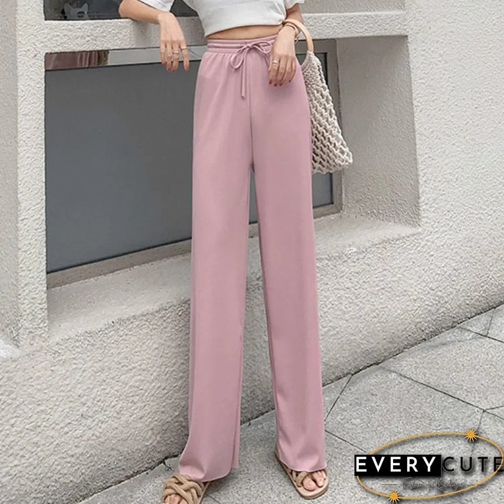High waist soft comfort women pants new casual summer slacks ice silk full length long
