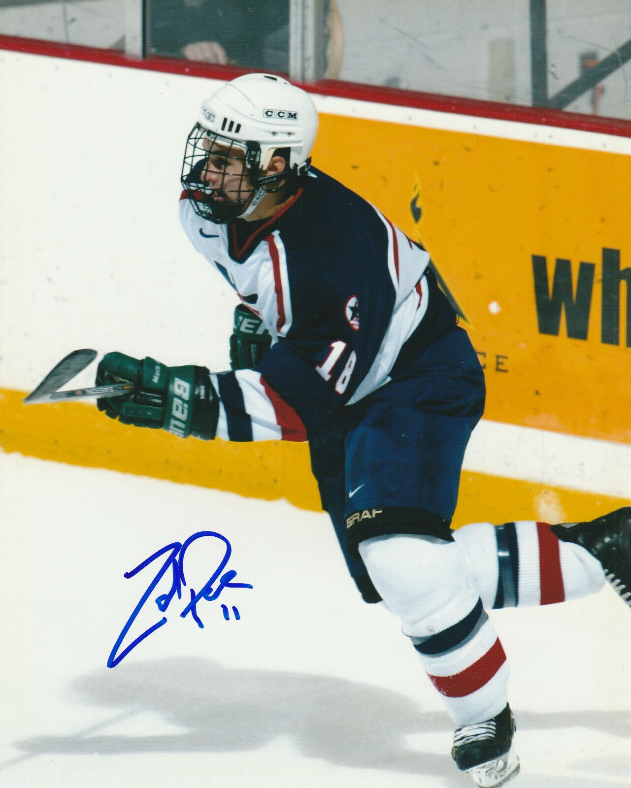 ZACH PARISE SIGNED TEAM USA HOCKEY 8x10 Photo Poster painting! NEW YORK NY ISLANDERS Autograph